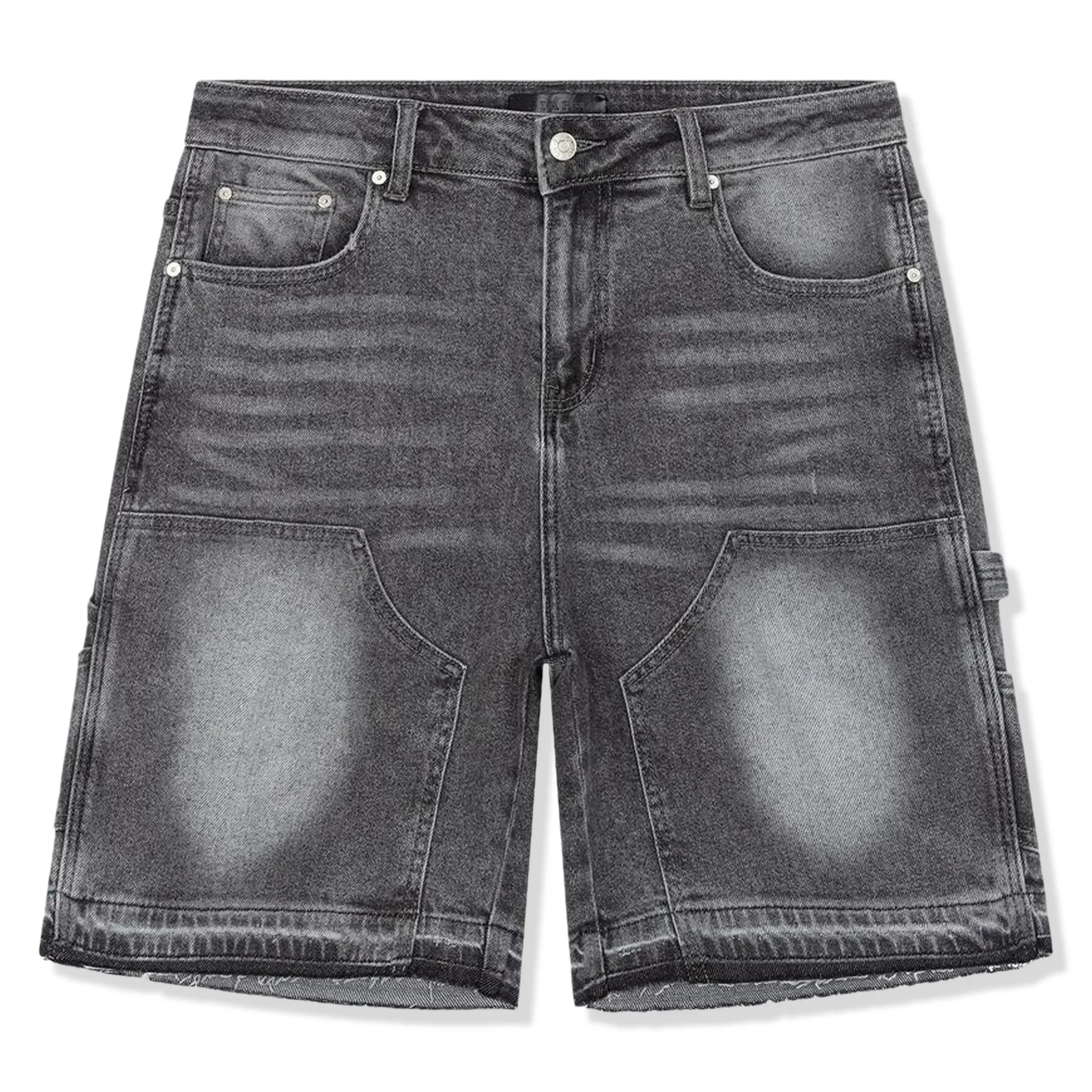 Front view of SIARR Carpenter Denim Shorts Dark Grey
